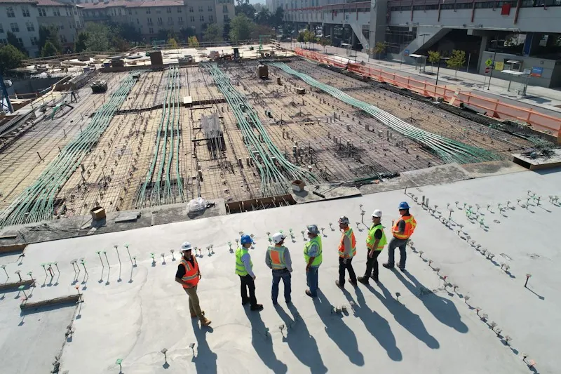 Mid-sized construction site with power equipment
