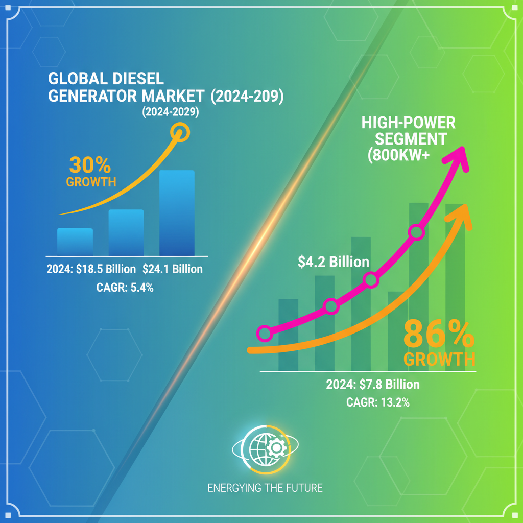 Infographic of regional demand shares for diesel generator sets across backup applications